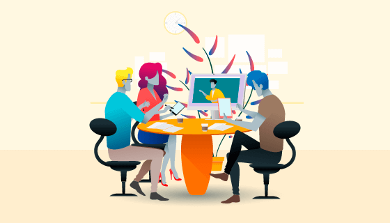 办公司白领们讨论工作矢量素材(EPS/AI/PNG)