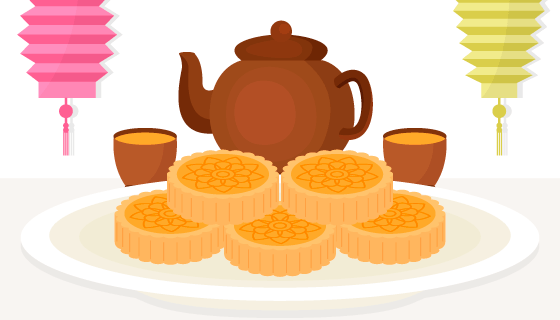 中秋节月饼背景矢量素材(EPS/AI/PNG)