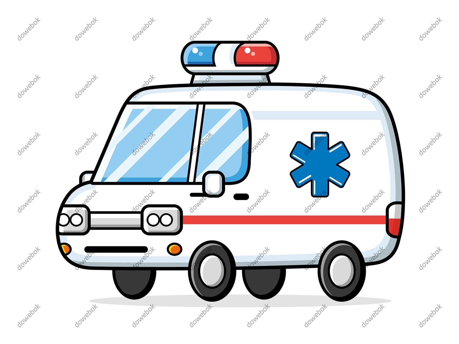 扁平风格可爱的救护车矢量素材(EPS)