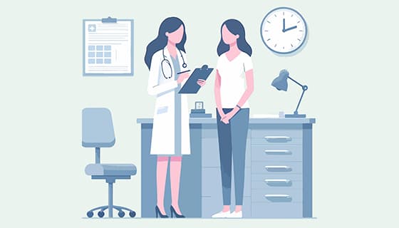 一位女医生和一位女患者交谈矢量素材(EPS)