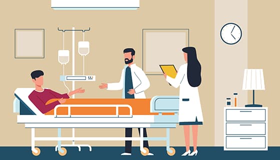 医生来病房看望患者矢量素材(EPS)