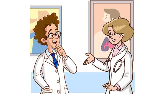 一男一女两位医生正在交谈矢量素材(EPS)