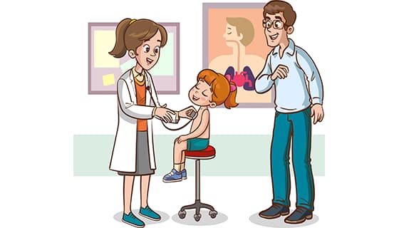 爸爸带女儿来儿童医院检查矢量素材(EPS)