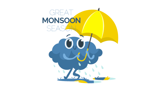 卡通云朵撑伞矢量素材(EPS/AI/PNG)