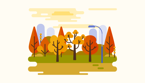 公园秋天背景矢量素材(EPS/AI/PNG)