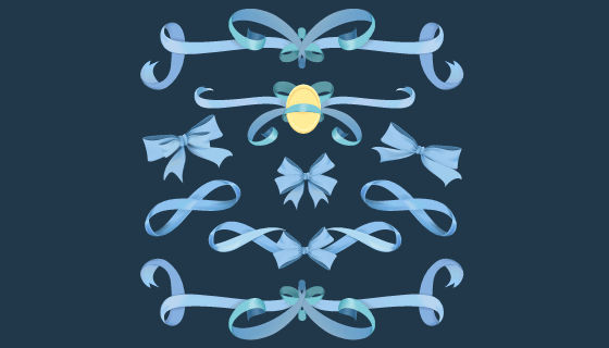 蓝色丝带矢量素材(EPS/PNG)