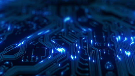 流淌着蓝光的电路板