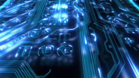 流淌着蓝光的电路板