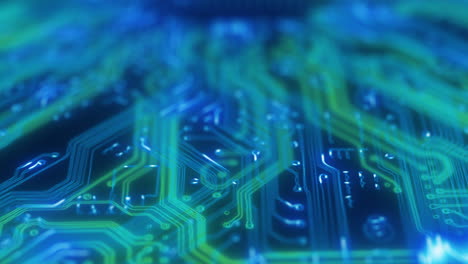 流淌着蓝光的电路板