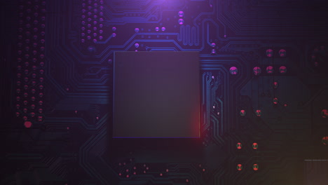 闪着亮光的计算机主板和芯片