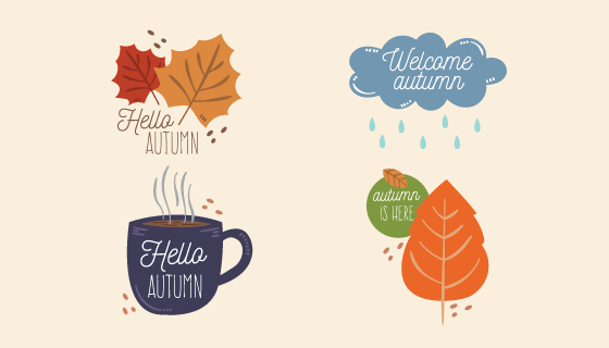 秋天元素矢量素材(EPS/AI/PNG)