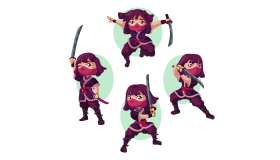 女忍者平面设计矢量素材(EPS/AI)