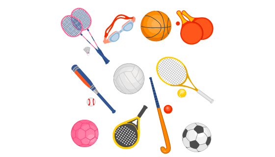 体育用品集合矢量素材(EPS/AI/PNG)