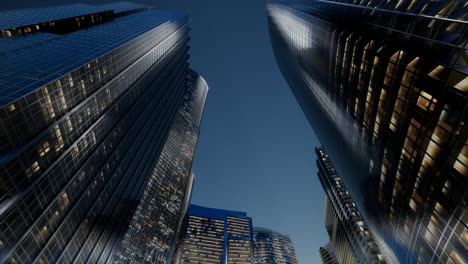 城市夜晚的摩天大楼