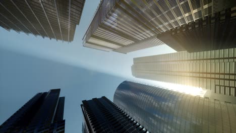 仰望城市商务中心的摩天大楼