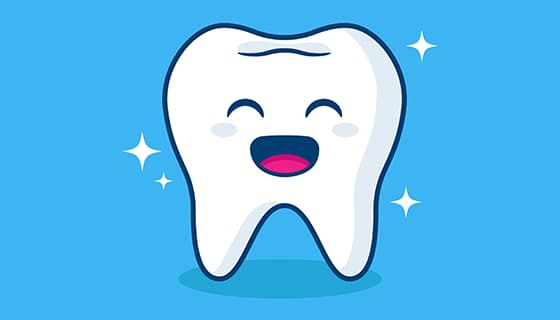 一颗笑弯了眼的洁白牙齿矢量素材(EPS)