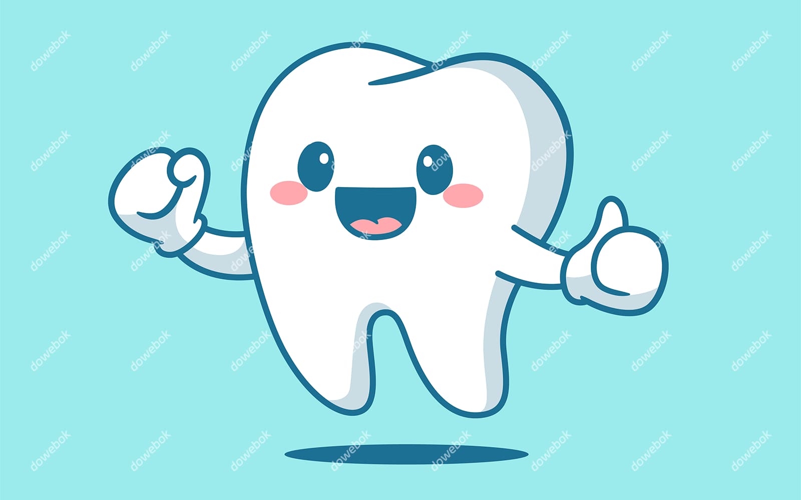 竖起大拇指的卡通牙齿矢量素材(EPS)