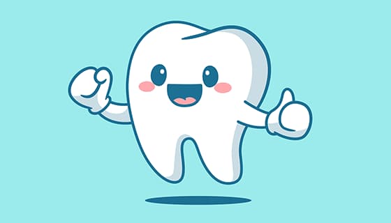 竖起大拇指的卡通牙齿矢量素材(EPS)