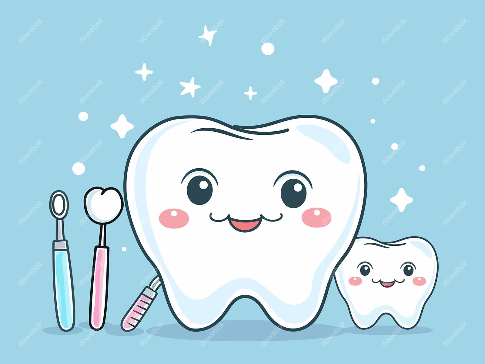 微笑的牙齿和牙刷矢量素材(EPS)