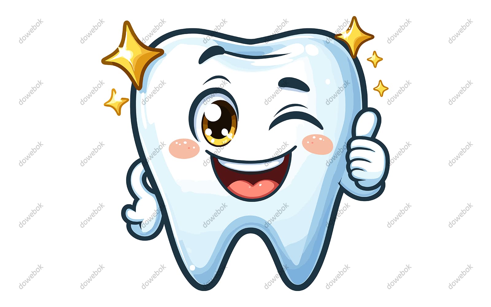 竖着大拇指的卡通牙齿矢量素材(EPS)