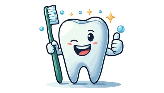 拿着牙刷竖起大拇指的牙齿矢量素材(EPS)