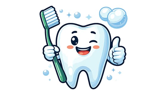 拿着牙刷竖起大拇指的牙齿矢量素材(EPS)