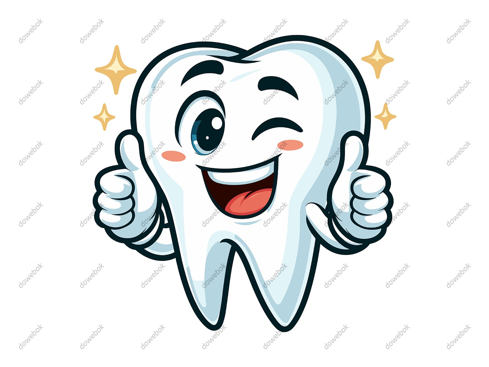 眯着眼睛竖起大拇指的牙齿矢量素材(EPS)