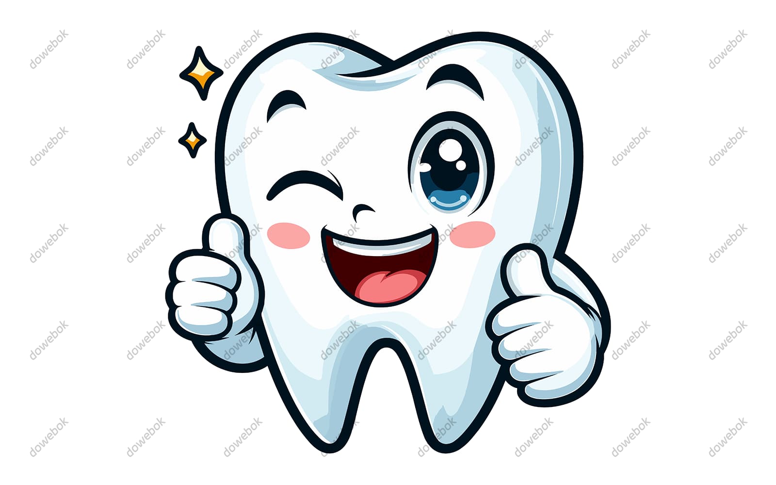 眯着眼睛竖起大拇指的牙齿矢量素材(EPS)