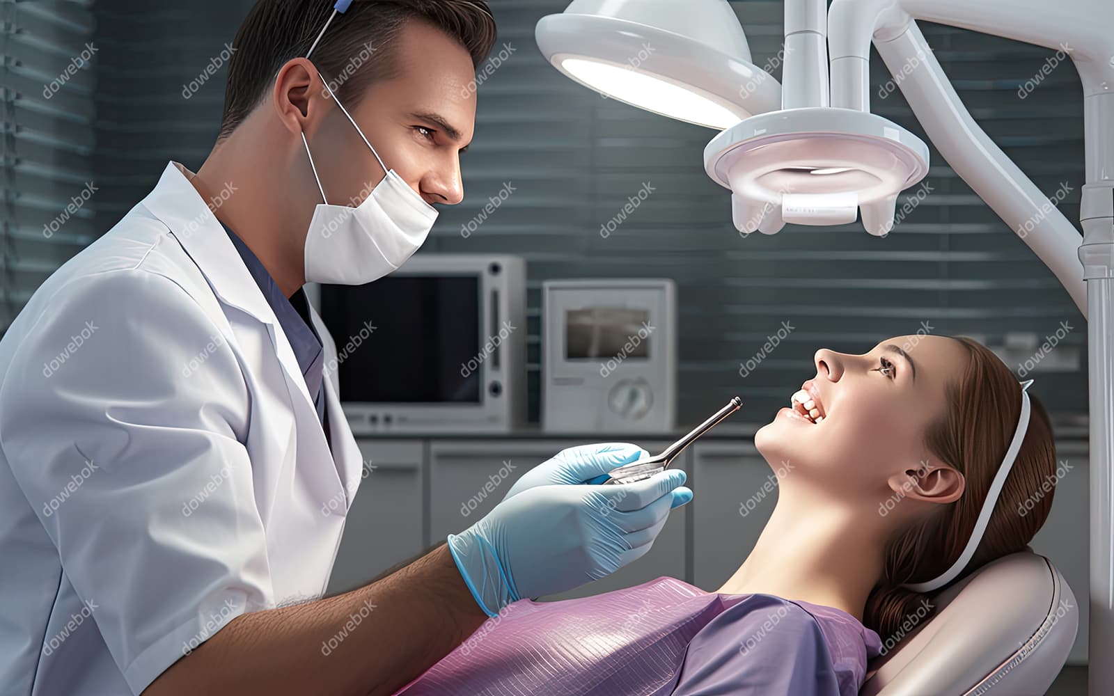 牙医给女患者治疗牙齿图片素材(JPG)