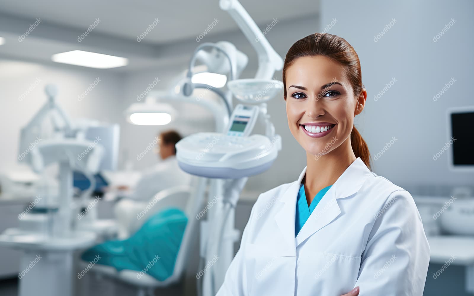 牙科诊所里微笑的女牙医图片素材(JPG)