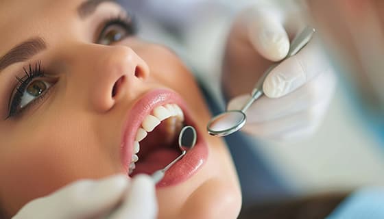 牙医给年轻女士检查牙齿图片素材(JPG)