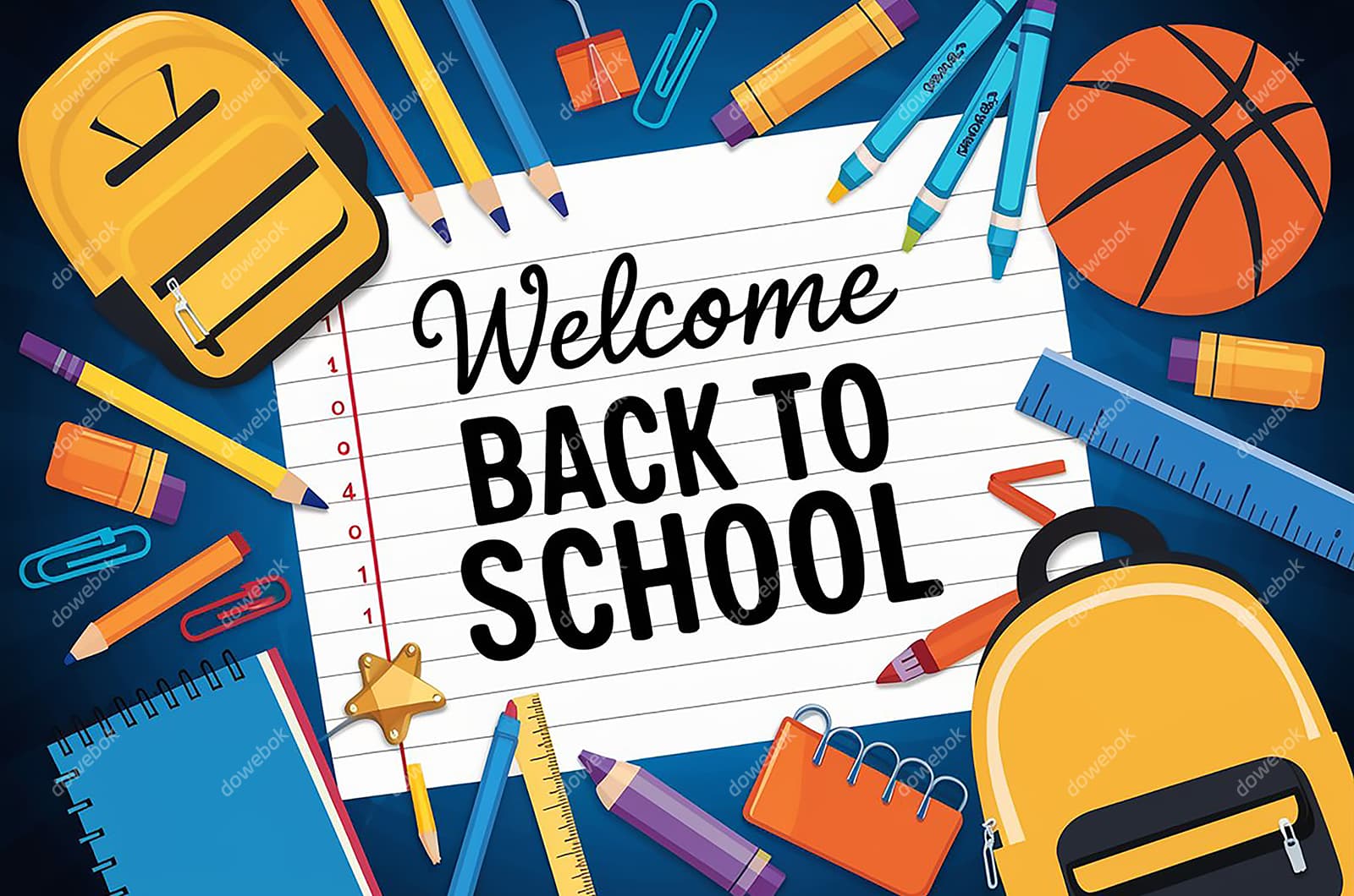 各种各样的学习工具设计开学季矢量素材(EPS)