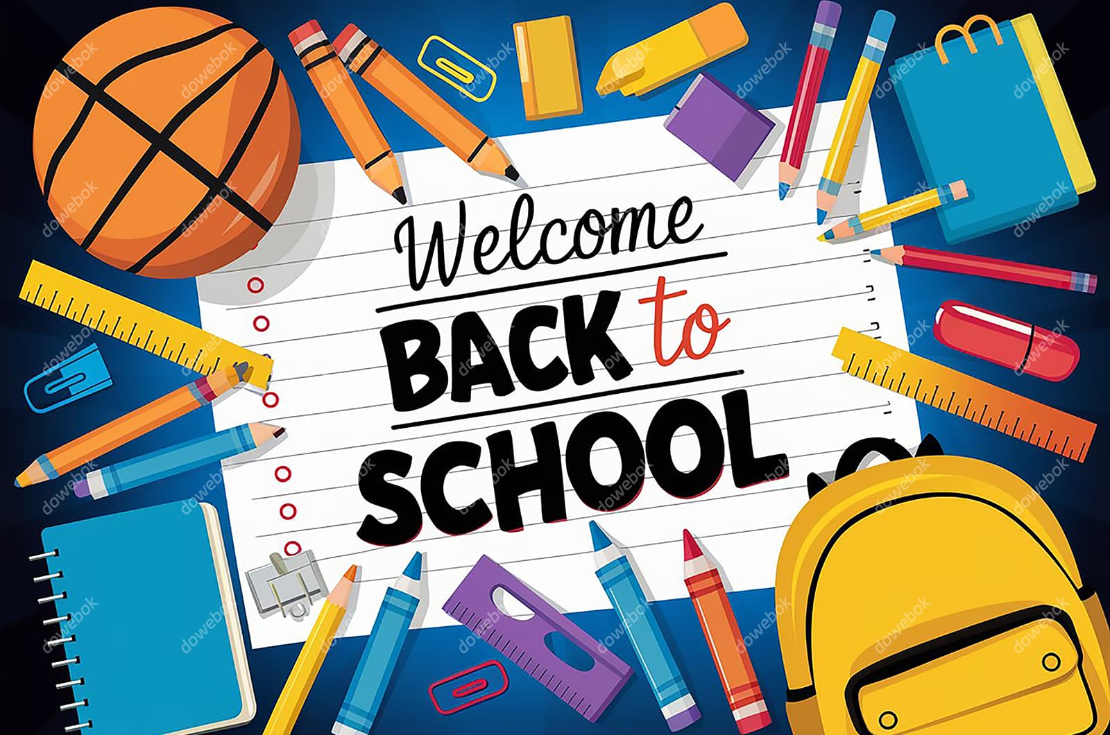 各种各样的学习工具设计开学季矢量素材(EPS)