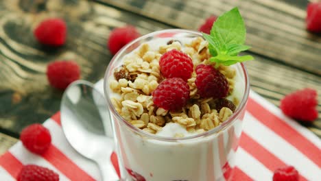 一杯美味的酸奶加格兰诺拉麦片