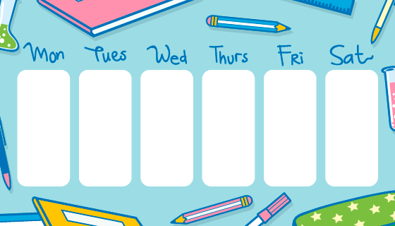 卡通学校课程表矢量素材(EPS/AI)