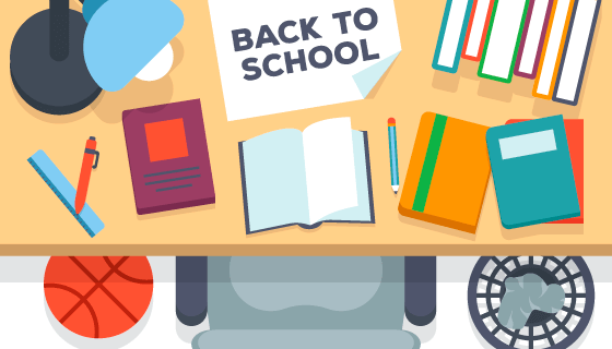 俯视课桌设计开学季矢量素材(EPS/AI)