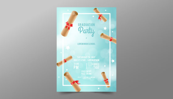 优雅的毕业晚会邀请卡片矢量素材(EPS/AI)