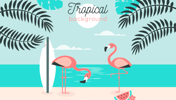 热带海滩背景矢量素材(EPS/AI)