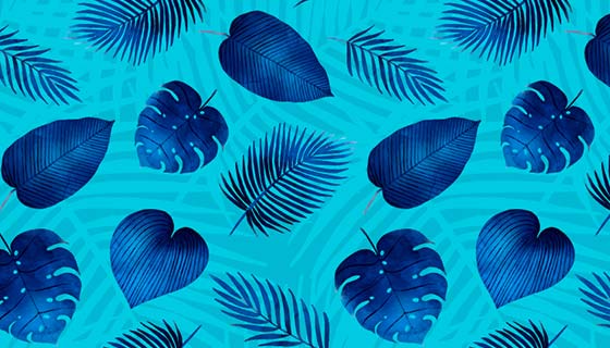 蓝色热带叶子矢量素材(EPS/AI)
