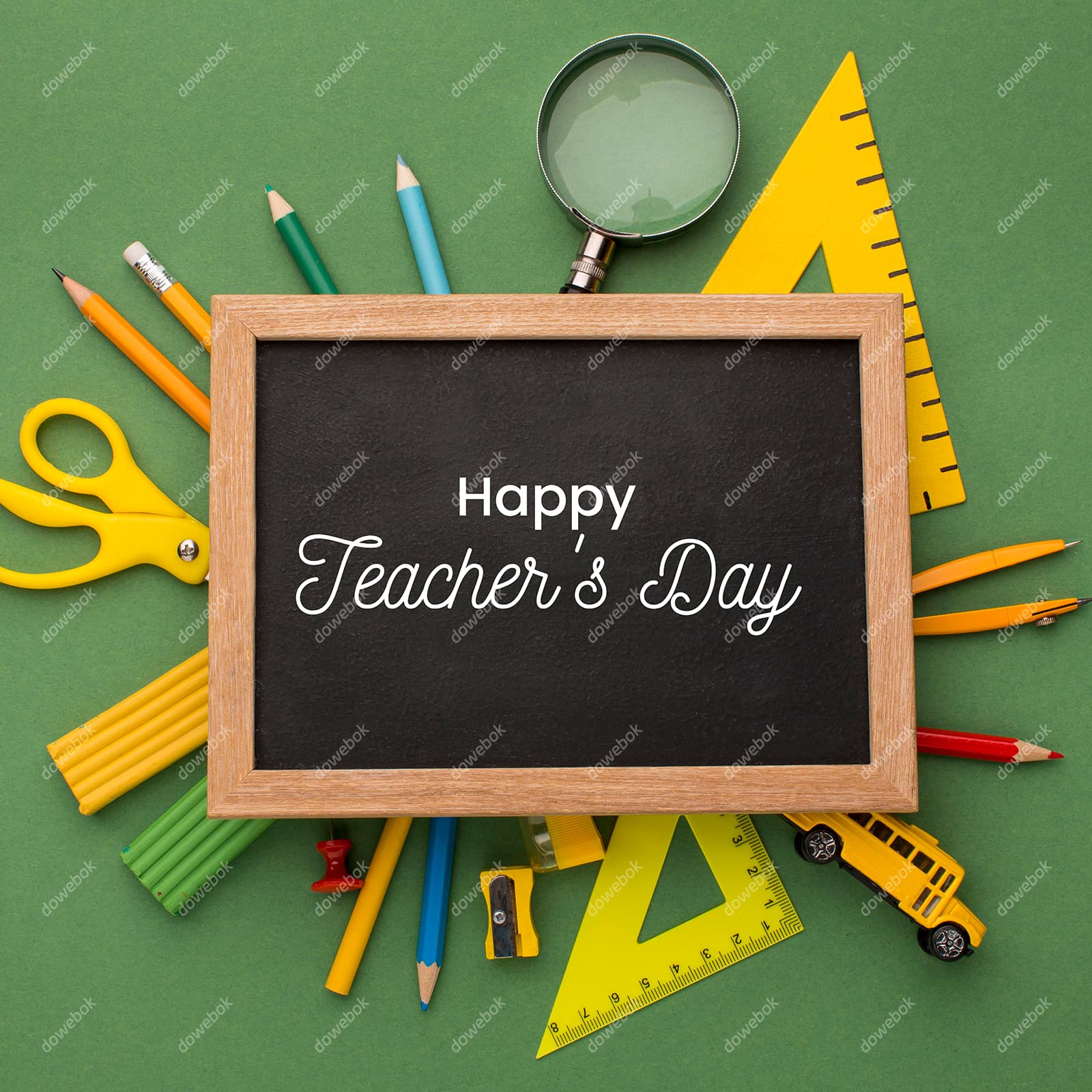 各种学习工具和黑板设计教师节快乐图片素材(JPG)
