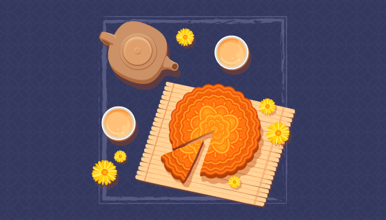 中秋节月饼矢量素材(EPS/AI/PNG)