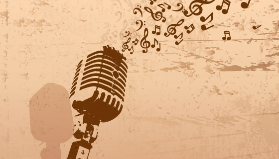 复古麦克风和音符矢量素材(EPS/AI)