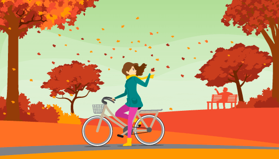 公园里的人们秋天背景矢量素材(EPS/AI)