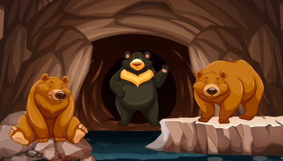 洞穴里的熊矢量素材(EPS)