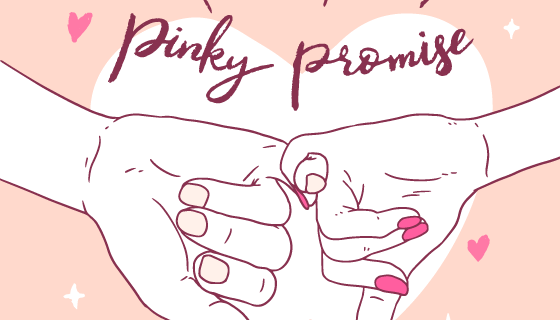 手绘小指拉钩矢量素材(EPS/AI)