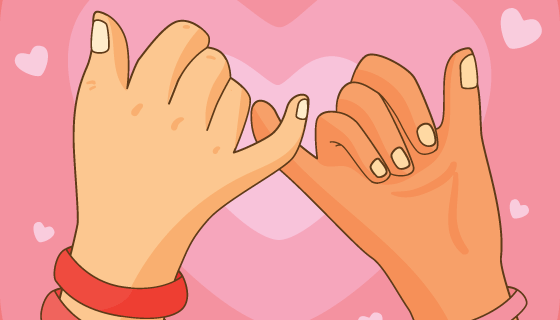 手绘小指拉钩矢量素材(EPS/AI)