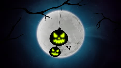枯树上摆动的南瓜灯万圣节背景动画