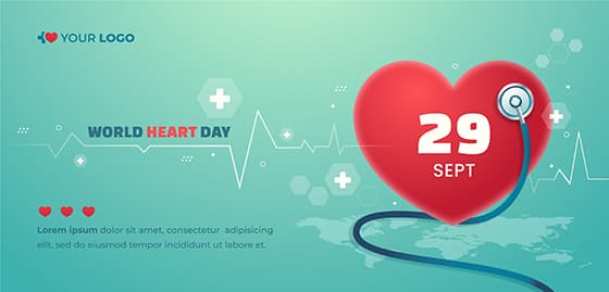 心脏和听诊器设计世界心脏日背景图片矢量素材(AI/EPS)