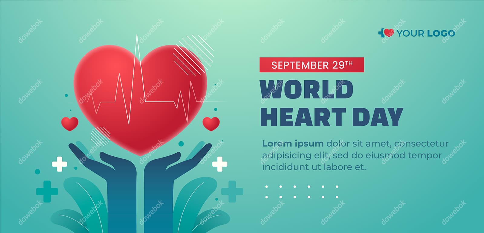 双手托举心脏设计世界心脏日背景图片矢量素材(AI/EPS)