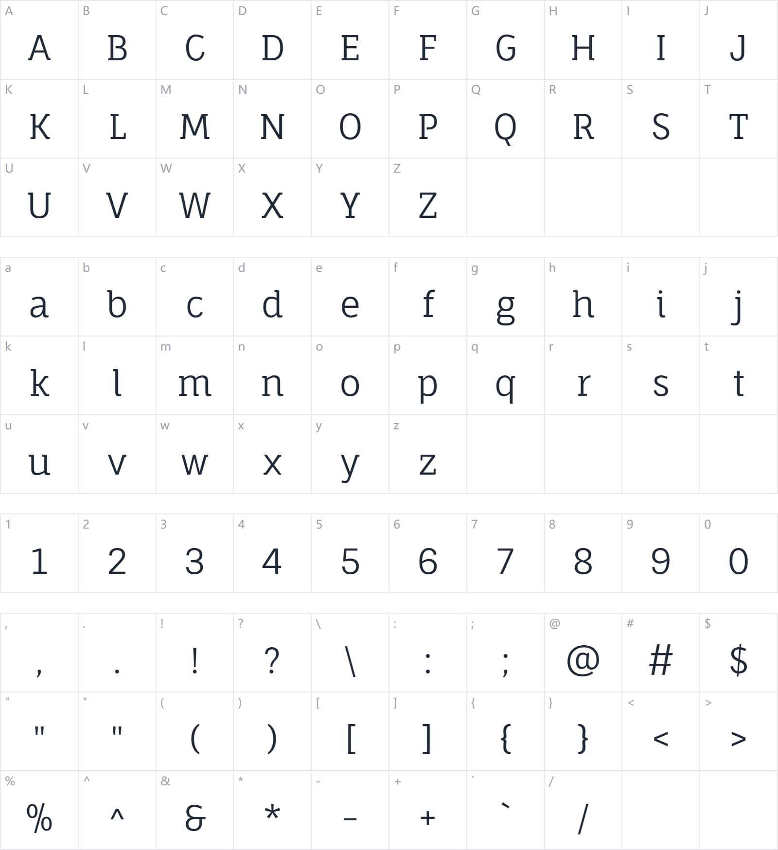 Fauna One字符映射图